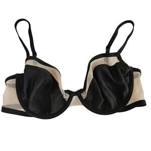 Victoria's Secret Unlined Demi Bra 34DD Black Nude‎ Mesh